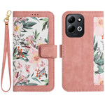 Xiaomi Redmi 17 5G / Redmi 17 4G-skal PU-läder blommigt mobilskal med kortplatser och handledsrem