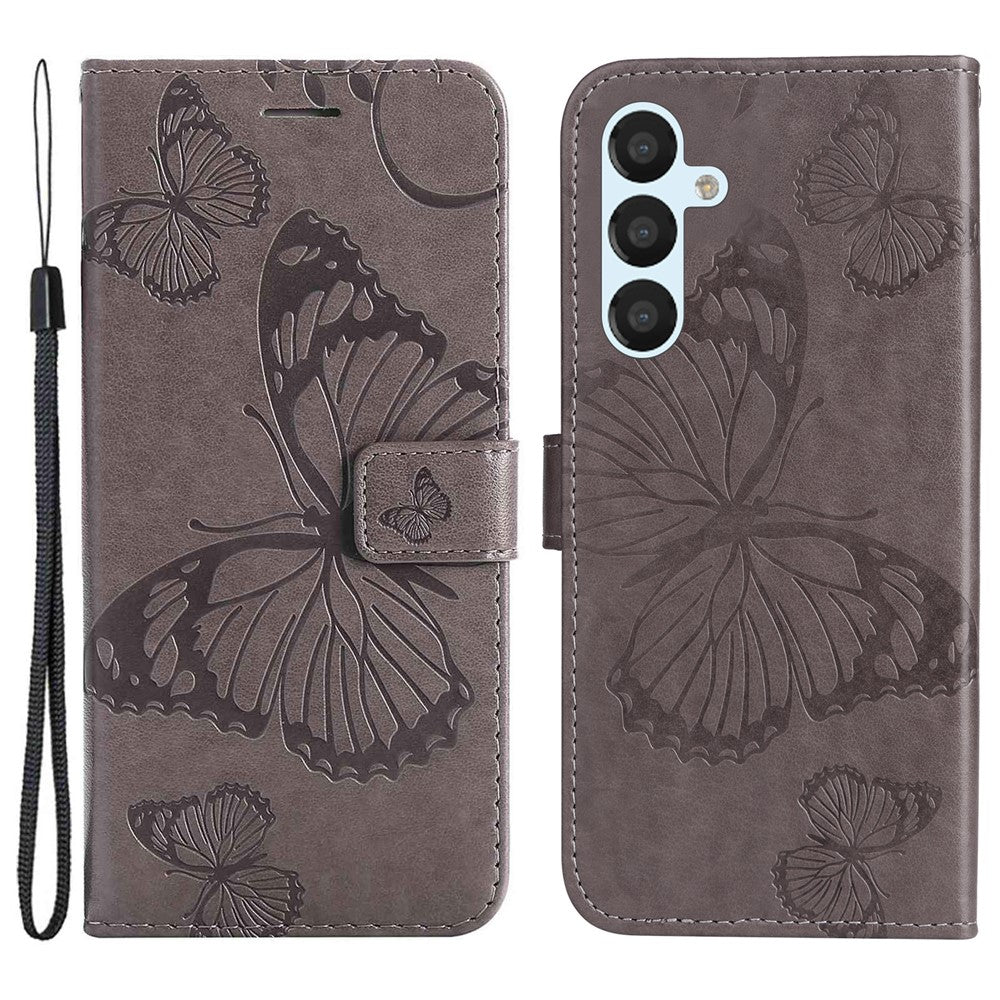 Til Samsung Galaxy A54 5G Pung-etui Blomster Sommerfugl Præget Læder Telefoncover Stand