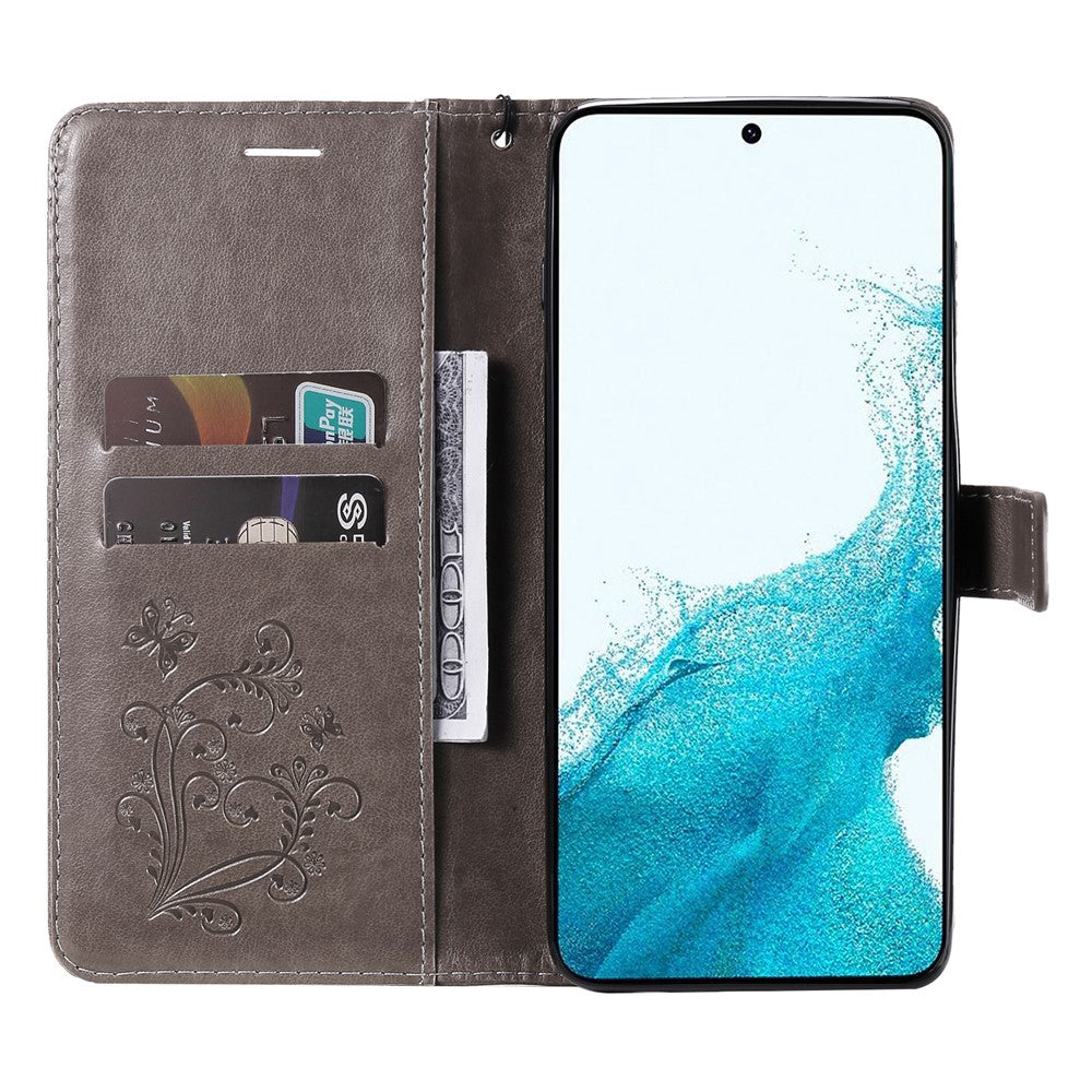 Til Samsung Galaxy A54 5G Pung-etui Blomster Sommerfugl Præget Læder Telefoncover Stand