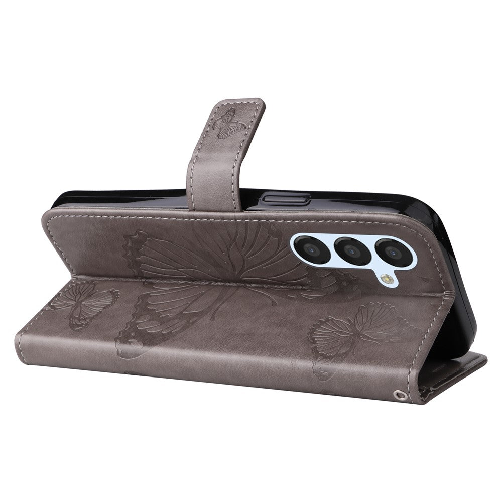 Til Samsung Galaxy A54 5G Pung-etui Blomster Sommerfugl Præget Læder Telefoncover Stand