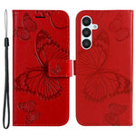 Til Samsung Galaxy A54 5G Pung-etui Blomster Sommerfugl Præget Læder Telefoncover Stand
