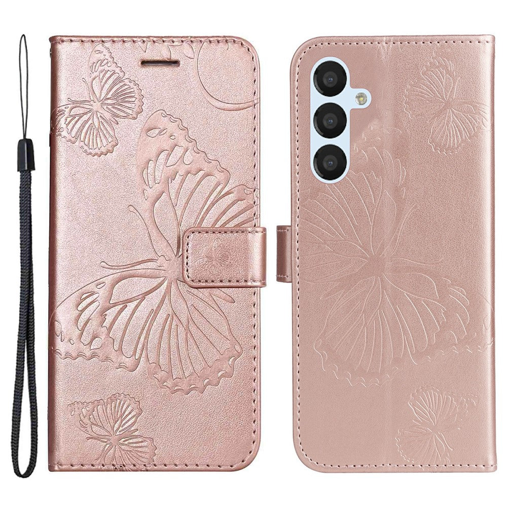 Til Samsung Galaxy A54 5G Pung-etui Blomster Sommerfugl Præget Læder Telefoncover Stand