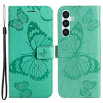 Til Samsung Galaxy A54 5G Pung-etui Blomster Sommerfugl Præget Læder Telefoncover Stand
