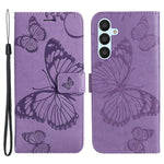 Til Samsung Galaxy A54 5G Pung-etui Blomster Sommerfugl Præget Læder Telefoncover Stand
