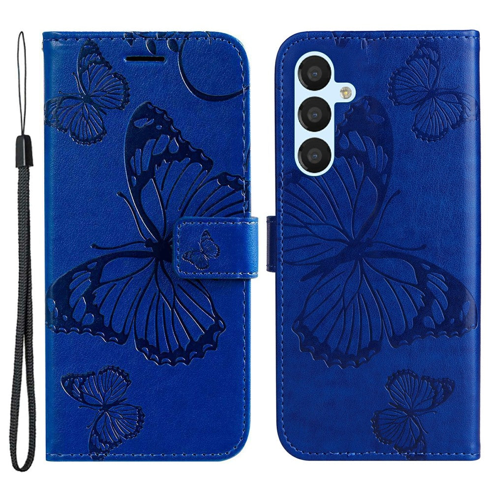 Til Samsung Galaxy A54 5G Pung-etui Blomster Sommerfugl Præget Læder Telefoncover Stand