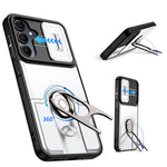 Til Samsung Galaxy S24+ / Galaxy S25+ Cover med glidende kameradæksel, støtteben, PC + TPU beskyttende telefoncover