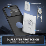 Til Samsung Galaxy S24+ / Galaxy S25+ Cover med glidende kameradæksel, støtteben, PC + TPU beskyttende telefoncover