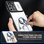 Til Samsung Galaxy S24+ / Galaxy S25+ Cover med glidende kameradæksel, støtteben, PC + TPU beskyttende telefoncover