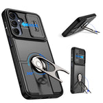 Til Samsung Galaxy S24+ / Galaxy S25+ Cover med glidende kameradæksel, støtteben, PC + TPU beskyttende telefoncover