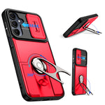 Til Samsung Galaxy S24+ / Galaxy S25+ Cover med glidende kameradæksel, støtteben, PC + TPU beskyttende telefoncover