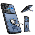 Til Samsung Galaxy S24+ / Galaxy S25+ Cover med glidende kameradæksel, støtteben, PC + TPU beskyttende telefoncover
