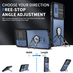 For Samsung Galaxy S24 / Galaxy S25 Case with Slide Camera Cover Kickstand PC + TPU Protective Phone Shell