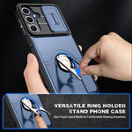 For Samsung Galaxy A27 5G Case with Slide Camera Cover Kickstand PC + TPU Protective Phone Shell