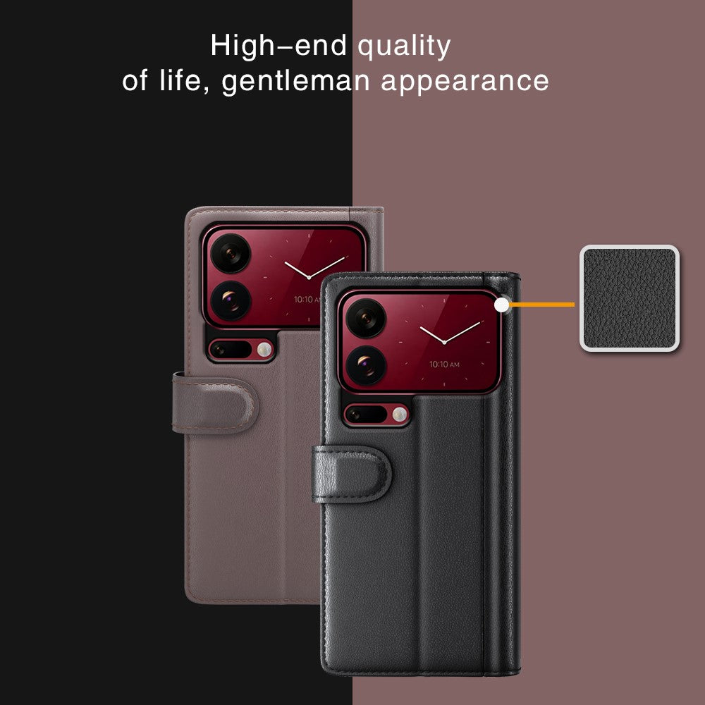 For Xiaomi 18 Pro Max Case Genuine Split Leather Phone Cover with Wallet Stand