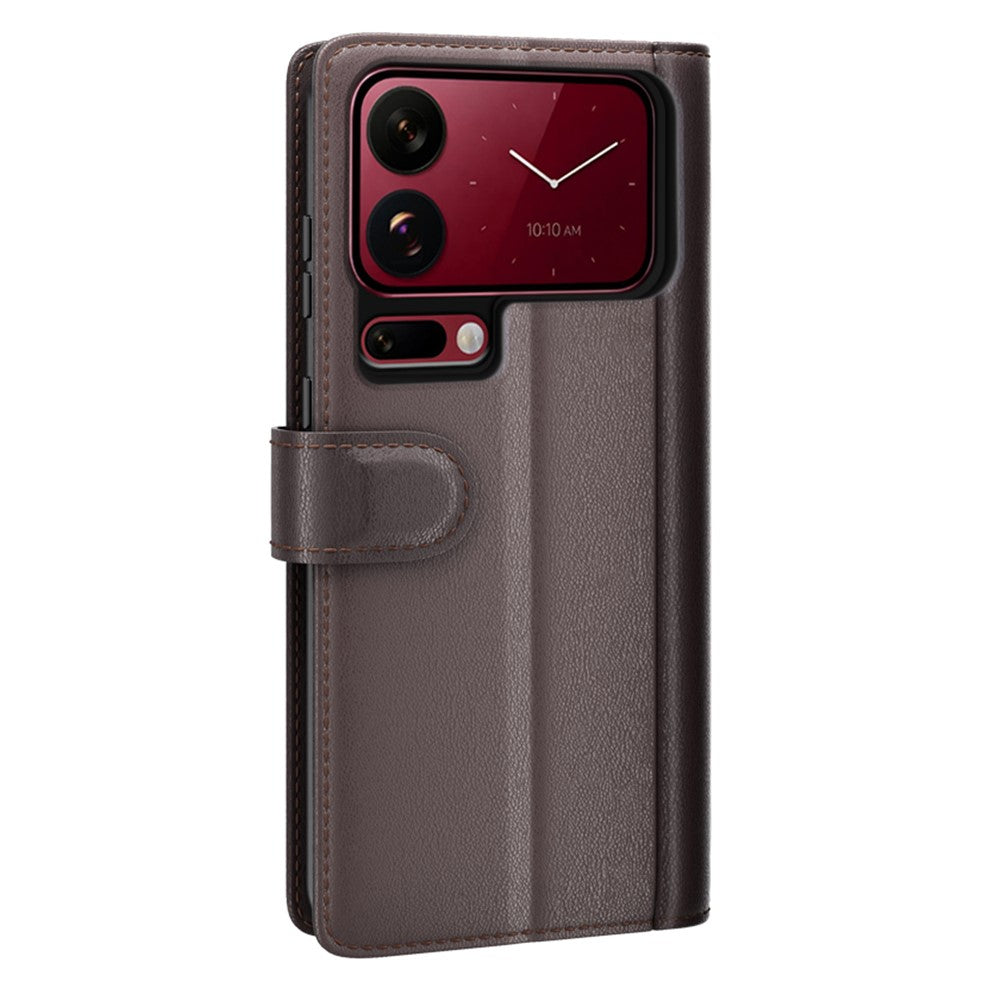 For Xiaomi 18 Pro Max Case Genuine Split Leather Phone Cover with Wallet Stand
