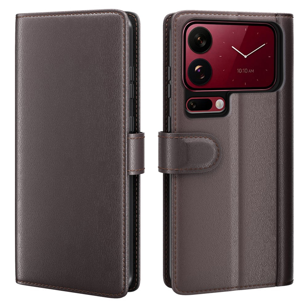 For Xiaomi 18 Pro Max Case Genuine Split Leather Phone Cover with Wallet Stand