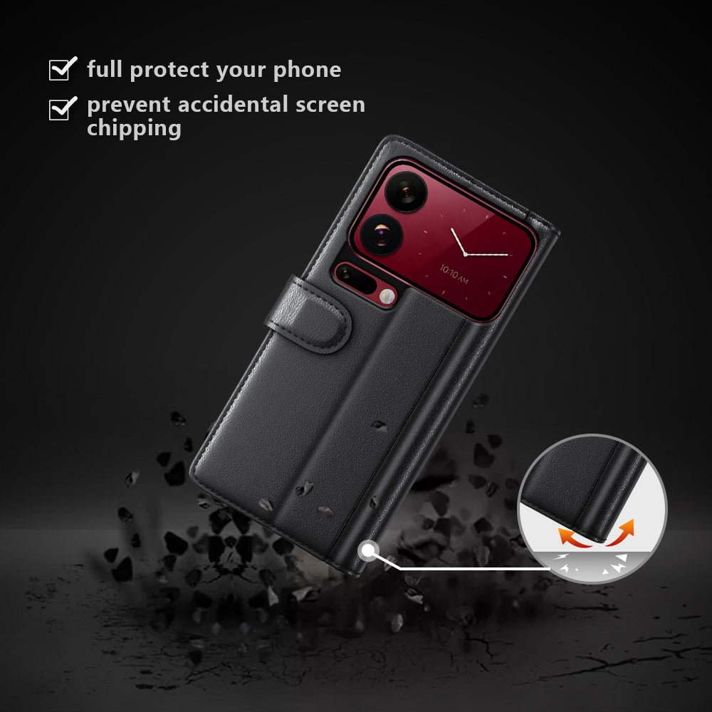 For Xiaomi 18 Pro Max Case Genuine Split Leather Phone Cover with Wallet Stand
