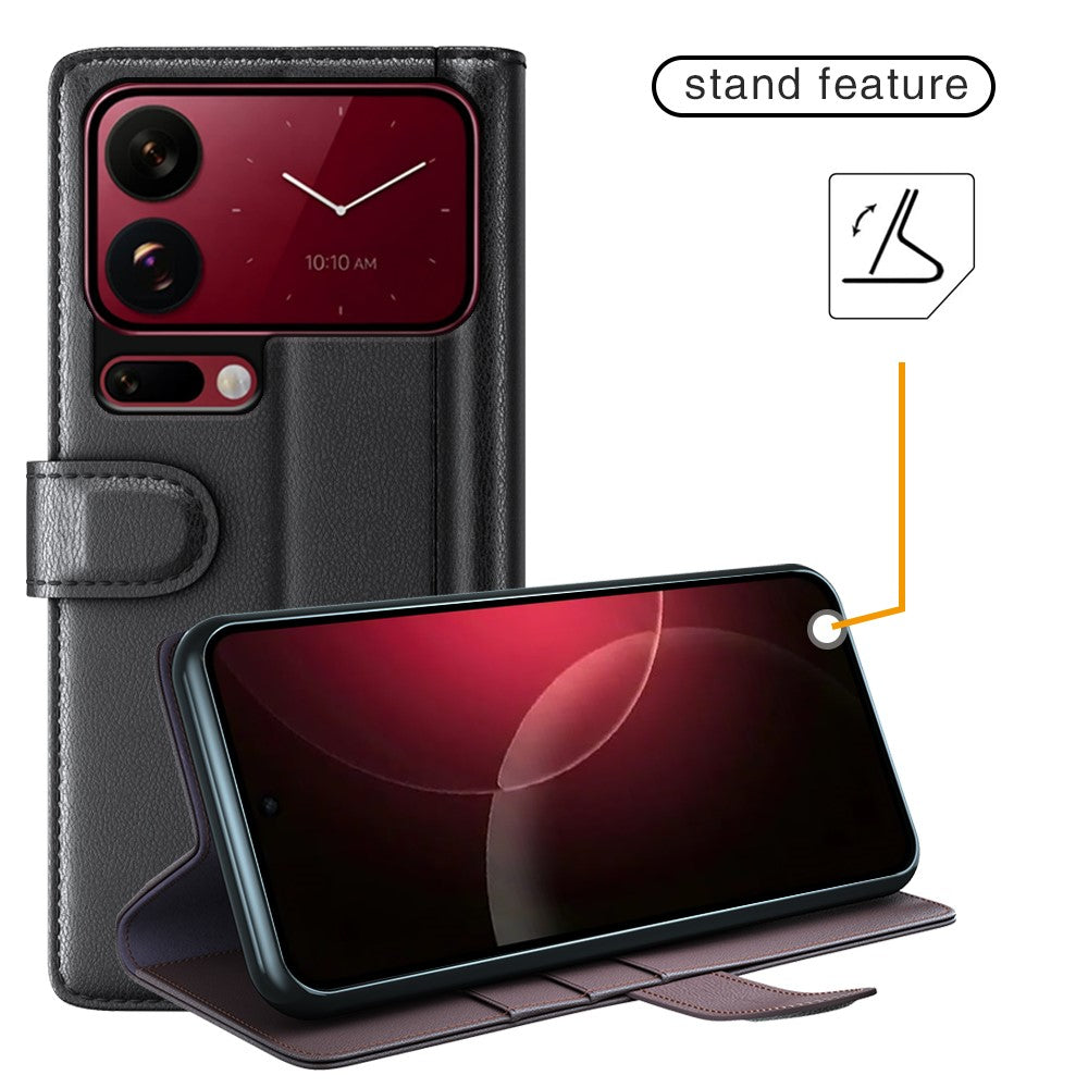 For Xiaomi 18 Pro Max Case Genuine Split Leather Phone Cover with Wallet Stand