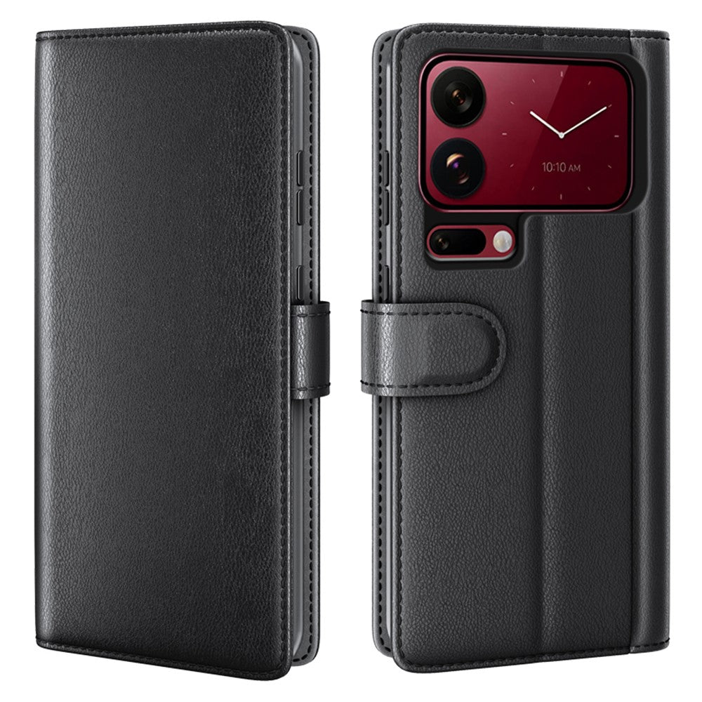 For Xiaomi 18 Pro Max Case Genuine Split Leather Phone Cover with Wallet Stand