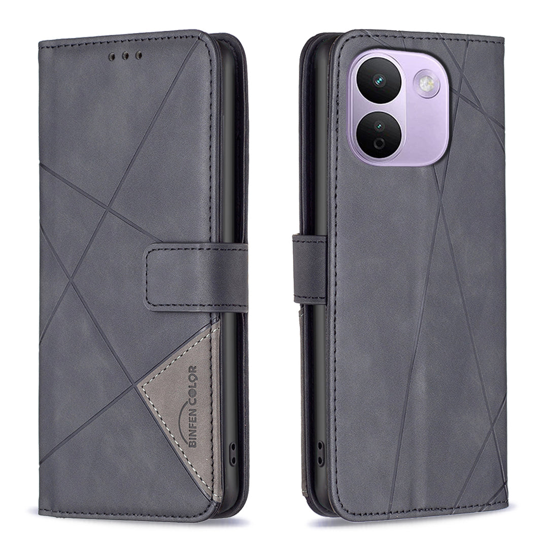BINFEN COLOR for Xiaomi Redmi Note 17 Pro Max 5G / Note 17 Pro+ 5G Phone Case Wallet Stand Geometry Imprinted Leather Cover