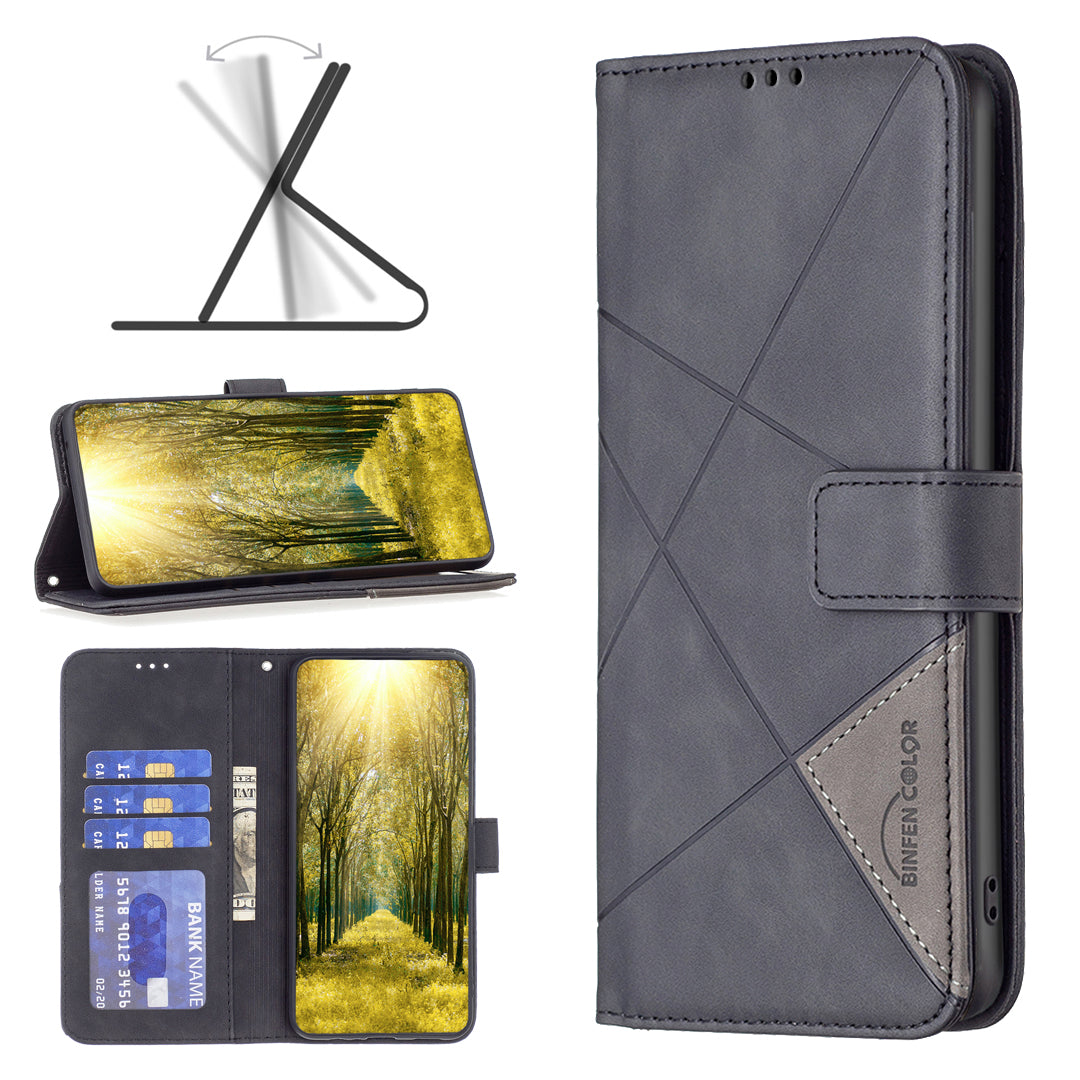 BINFEN COLOR for Xiaomi Redmi Note 17 Pro Max 5G / Note 17 Pro+ 5G Phone Case Wallet Stand Geometry Imprinted Leather Cover