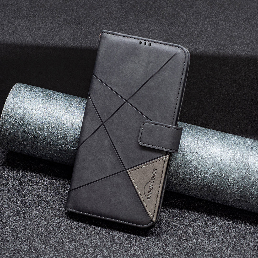 BINFEN COLOR for Xiaomi Redmi Note 17 Pro Max 5G / Note 17 Pro+ 5G Phone Case Wallet Stand Geometry Imprinted Leather Cover