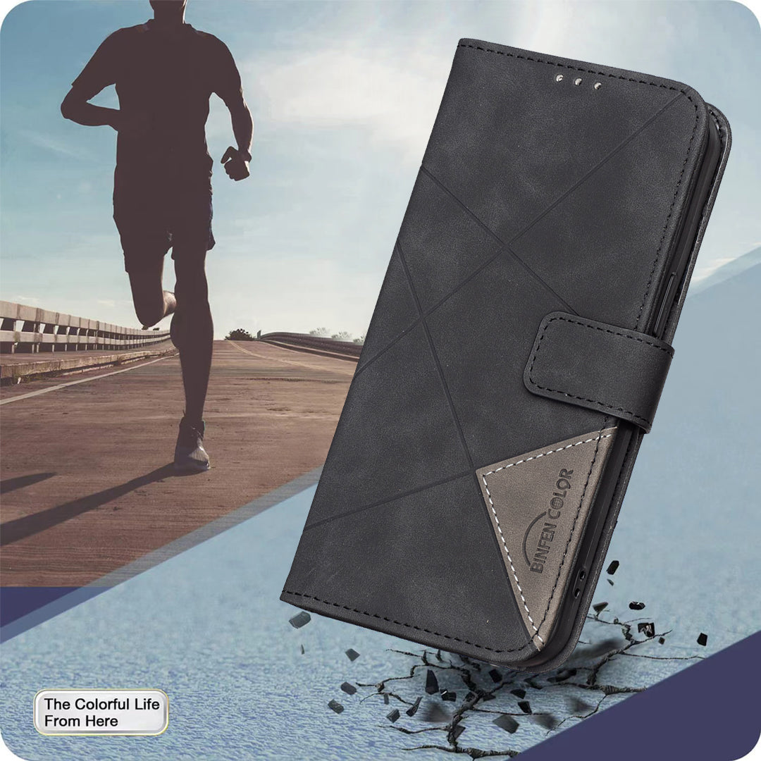 BINFEN COLOR for Xiaomi Redmi Note 17 Pro Max 5G / Note 17 Pro+ 5G Phone Case Wallet Stand Geometry Imprinted Leather Cover