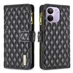 BINFEN COLOR for Xiaomi Redmi Note 17 Pro Max 5G / Note 17 Pro+ 5G BF Style-15 Leather Case Zipper Pocket Rhombus Phone Cover