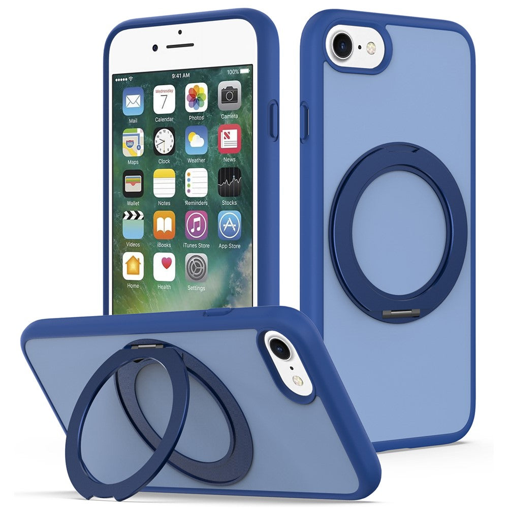 Til iPhone SE (2022) / SE (2020) / iPhone 8 4.7 tommer / iPhone 7 4.7 tommer etui med roterende magnetisk støtteben PC + TPU Skin-Touch telefoncover