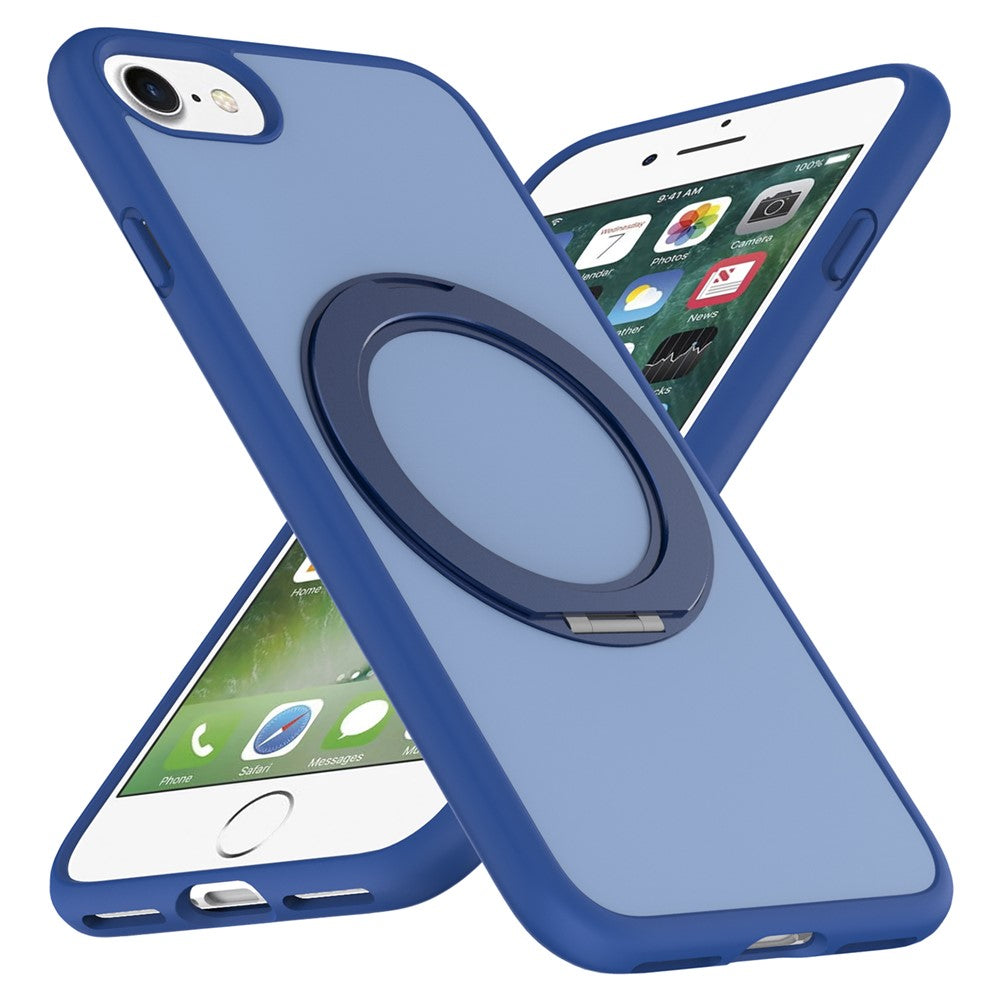 Til iPhone SE (2022) / SE (2020) / iPhone 8 4.7 tommer / iPhone 7 4.7 tommer etui med roterende magnetisk støtteben PC + TPU Skin-Touch telefoncover