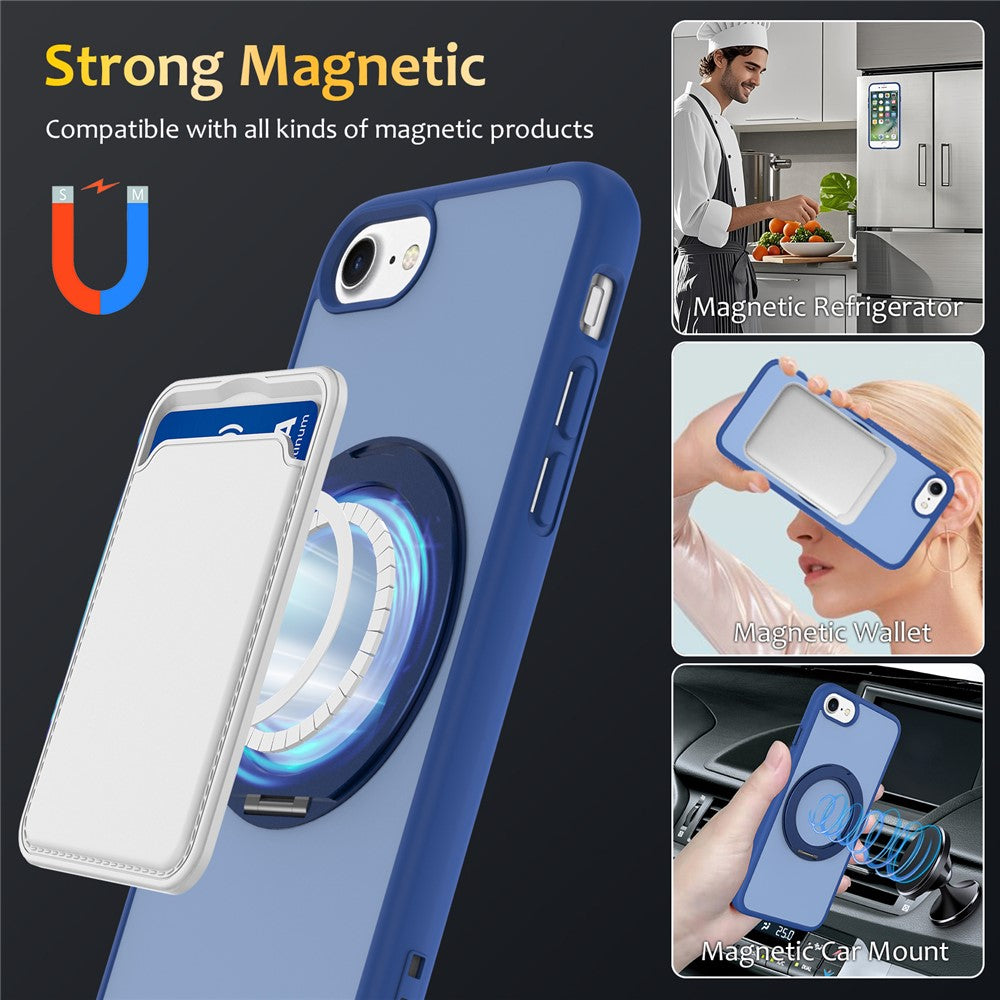 Til iPhone SE (2022) / SE (2020) / iPhone 8 4.7 tommer / iPhone 7 4.7 tommer etui med roterende magnetisk støtteben PC + TPU Skin-Touch telefoncover