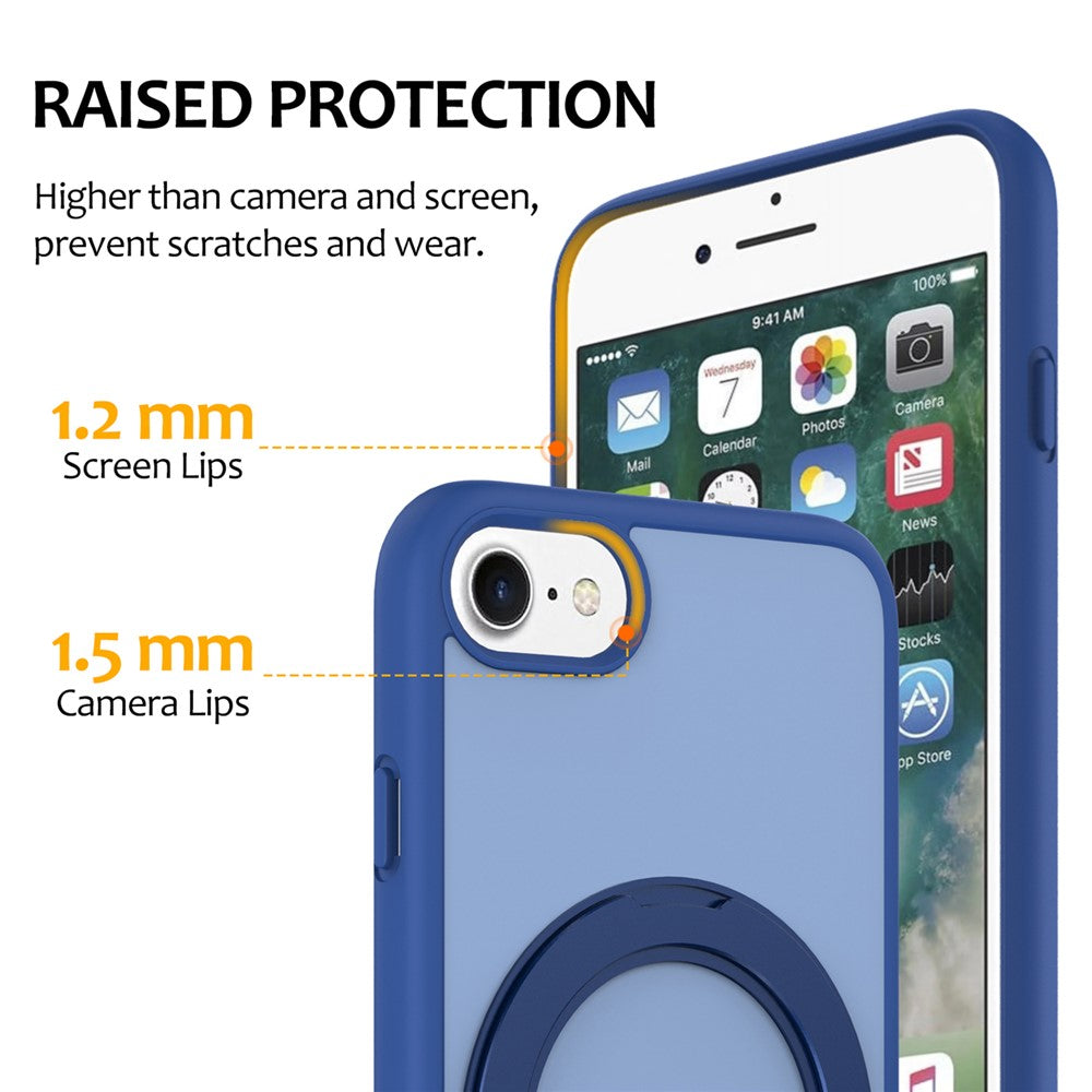 Til iPhone SE (2022) / SE (2020) / iPhone 8 4.7 tommer / iPhone 7 4.7 tommer etui med roterende magnetisk støtteben PC + TPU Skin-Touch telefoncover