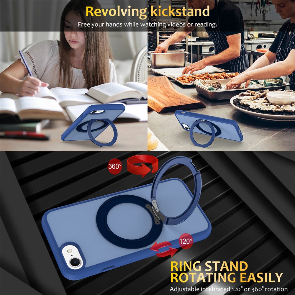 Til iPhone SE (2022) / SE (2020) / iPhone 8 4.7 tommer / iPhone 7 4.7 tommer etui med roterende magnetisk støtteben PC + TPU Skin-Touch telefoncover