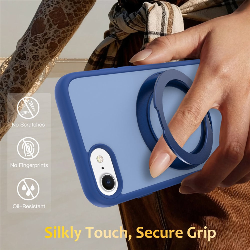 Til iPhone SE (2022) / SE (2020) / iPhone 8 4.7 tommer / iPhone 7 4.7 tommer etui med roterende magnetisk støtteben PC + TPU Skin-Touch telefoncover