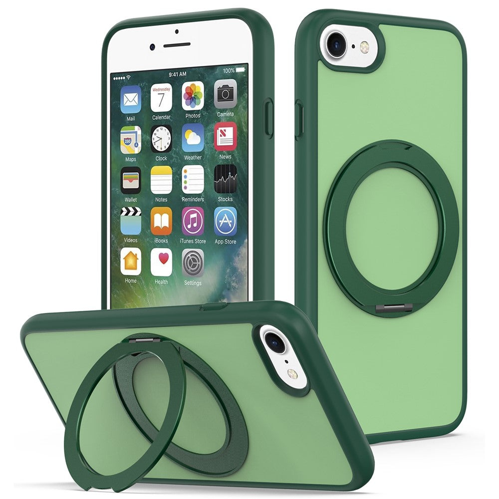 Til iPhone SE (2022) / SE (2020) / iPhone 8 4.7 tommer / iPhone 7 4.7 tommer etui med roterende magnetisk støtteben PC + TPU Skin-Touch telefoncover