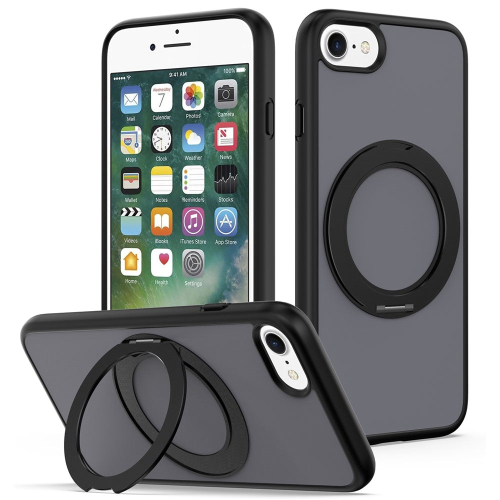 Til iPhone SE (2022) / SE (2020) / iPhone 8 4.7 tommer / iPhone 7 4.7 tommer etui med roterende magnetisk støtteben PC + TPU Skin-Touch telefoncover