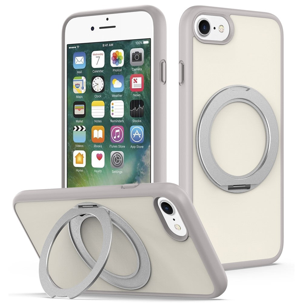 Til iPhone SE (2022) / SE (2020) / iPhone 8 4.7 tommer / iPhone 7 4.7 tommer etui med roterende magnetisk støtteben PC + TPU Skin-Touch telefoncover