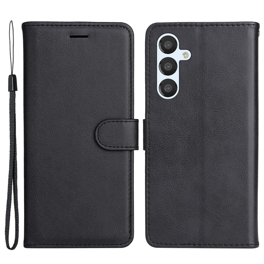 For Samsung Galaxy A54 5G Case Solid Color Leather Mobile Cover Wallet Stand with Strap