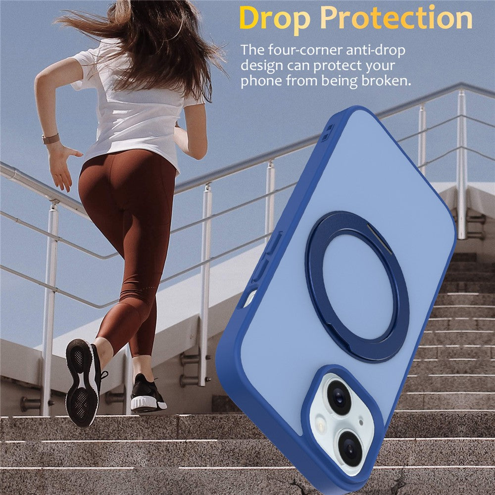 Til iPhone 13 / 14 Cover med Roterende Magnetisk Støttefod PC + TPU Skin-Touch Telefoncover