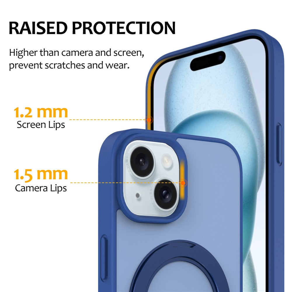 Til iPhone 13 / 14 Cover med Roterende Magnetisk Støttefod PC + TPU Skin-Touch Telefoncover