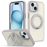 For iPhone 15 Case with Rotating Magnetic Kickstand PC + TPU Skin-Touch Phone Cover