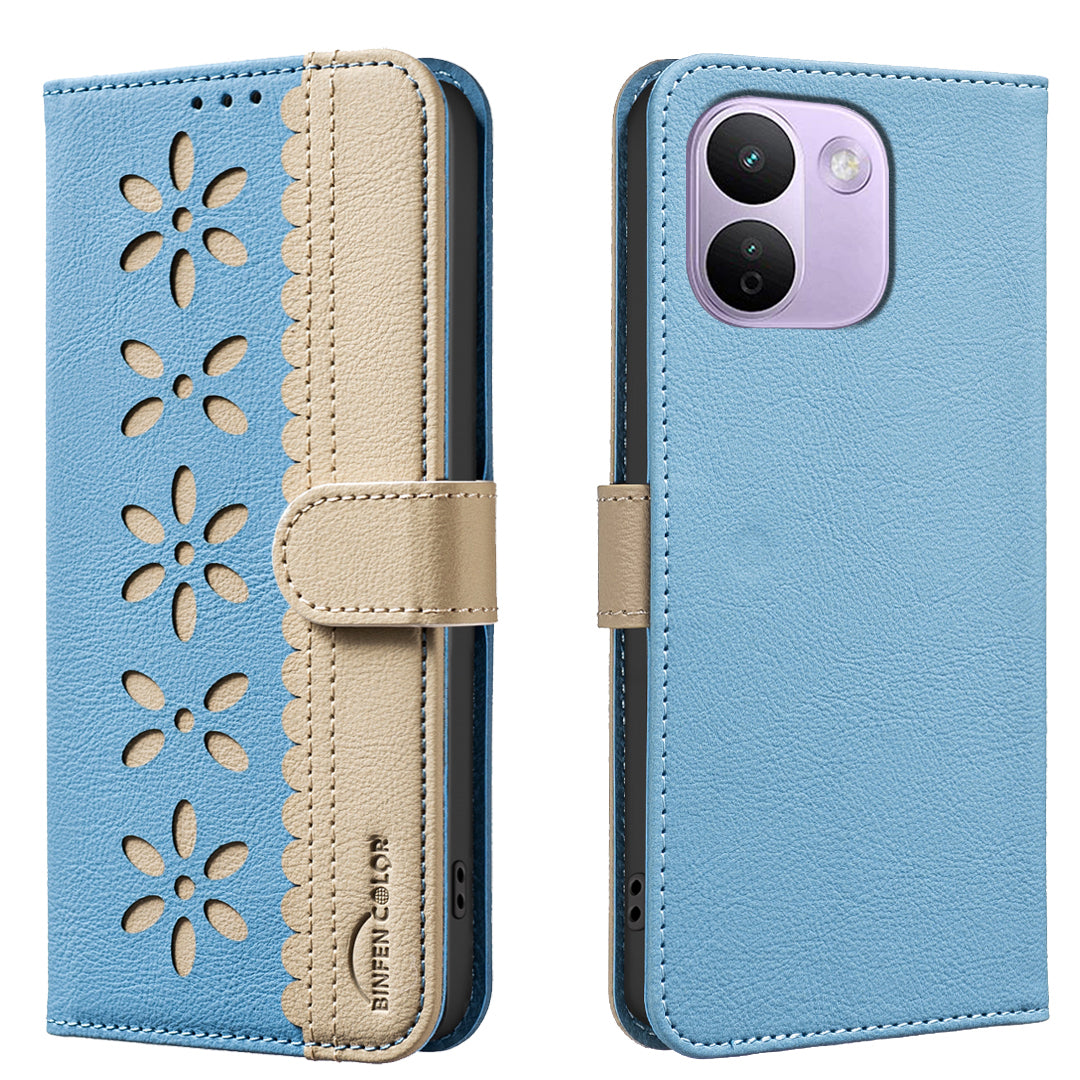 BINFEN COLOR för Xiaomi Redmi Note 17 Pro Max 5G / Note 17 Pro+ 5G BF36 Läderfodral Blommönster mobilskal RFID-blockerande Plånboksställ