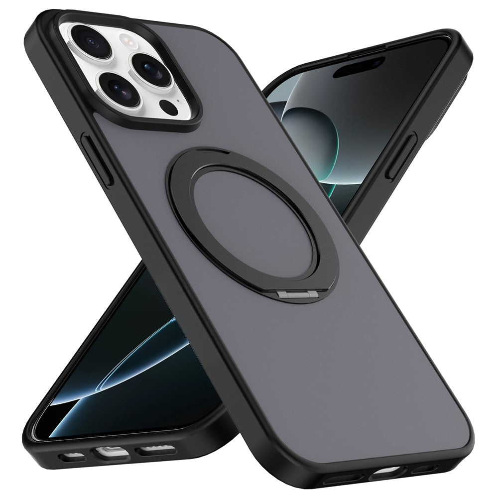 Til iPhone 12 / 12 Pro Cover med Roterende Magnetisk Støttefod PC + TPU Skin-Touch Telefoncover
