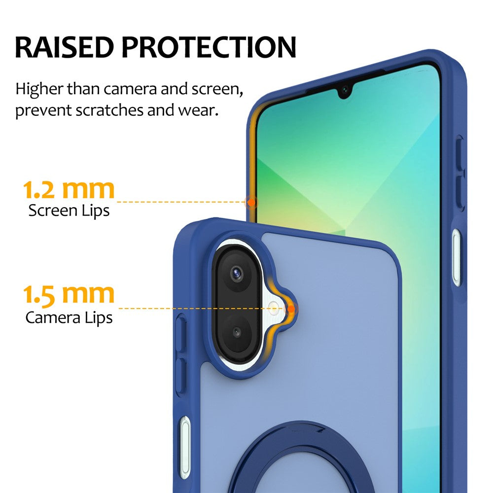 Samsung Galaxy A08 4G / A08 5G / A07 4G / A07s 4G / A07 5G-etui med roterende magnetisk stativ, PC + TPU-mobilcover med skin-touch
