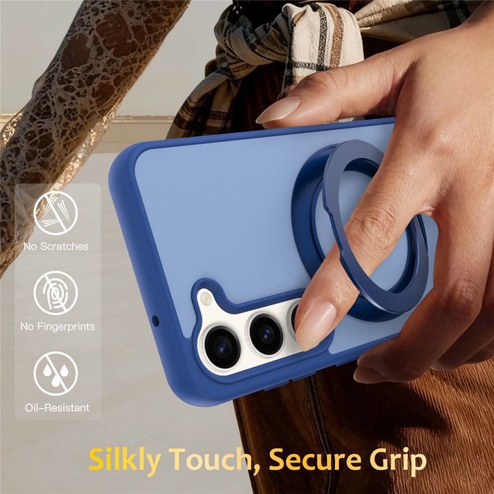 Samsung Galaxy S23-cover med roterende magnetisk stativ, PC + TPU-mobilcover med skin-touch