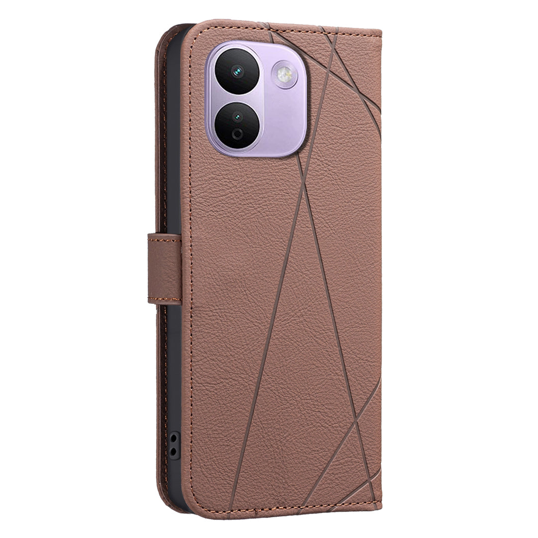 BINFEN COLOR for Xiaomi Redmi Note 17 Pro Max 5G / Note 17 Pro+ 5G BF35 Case Geometry Imprinted Leather Phone Cover RFID Blocking Wallet Stand