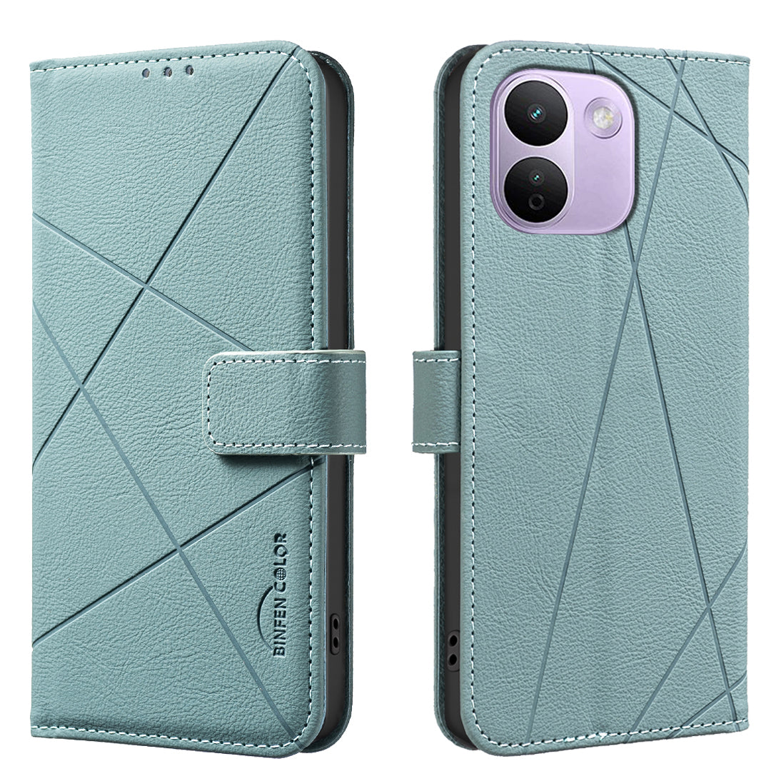 BINFEN COLOR for Xiaomi Redmi Note 17 Pro Max 5G / Note 17 Pro+ 5G BF35 Case Geometry Imprinted Leather Phone Cover RFID Blocking Wallet Stand