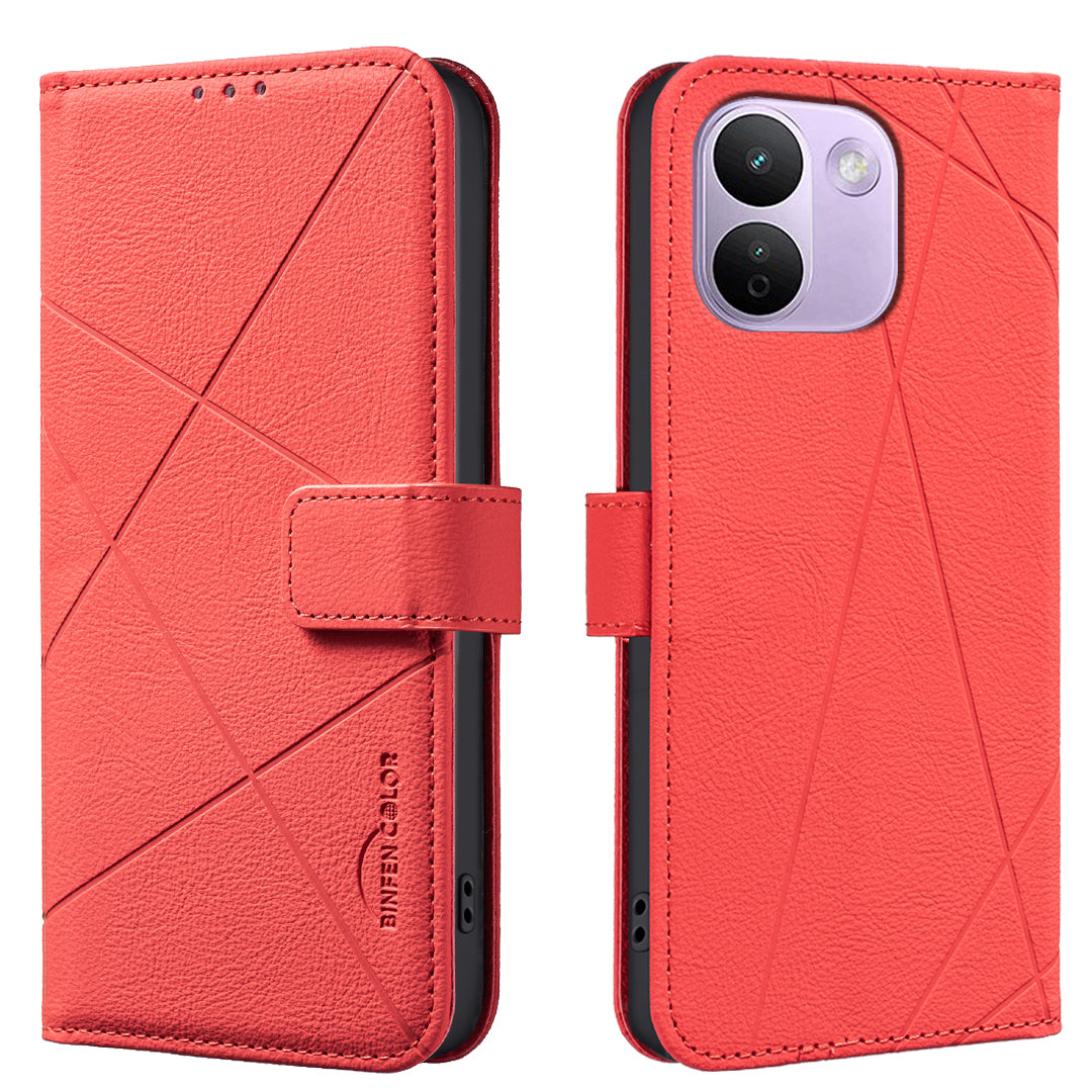 BINFEN COLOR for Xiaomi Redmi Note 17 Pro Max 5G / Note 17 Pro+ 5G BF35 Case Geometry Imprinted Leather Phone Cover RFID Blocking Wallet Stand