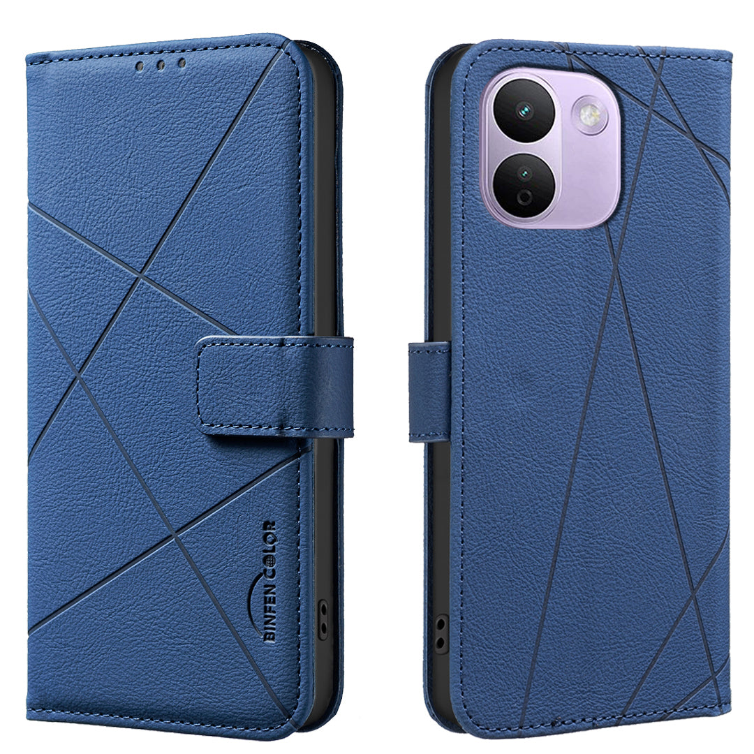 BINFEN COLOR for Xiaomi Redmi Note 17 Pro Max 5G / Note 17 Pro+ 5G BF35 Case Geometry Imprinted Leather Phone Cover RFID Blocking Wallet Stand