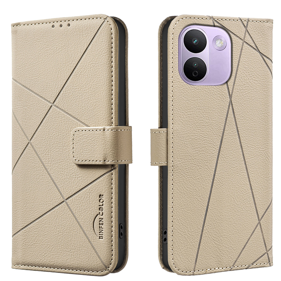 BINFEN COLOR for Xiaomi Redmi Note 17 Pro Max 5G / Note 17 Pro+ 5G BF35 Case Geometry Imprinted Leather Phone Cover RFID Blocking Wallet Stand